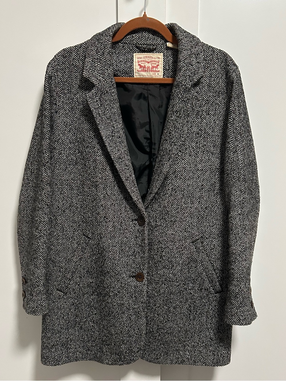Levi's gray & black herringbone wool & polyester blazer size M
